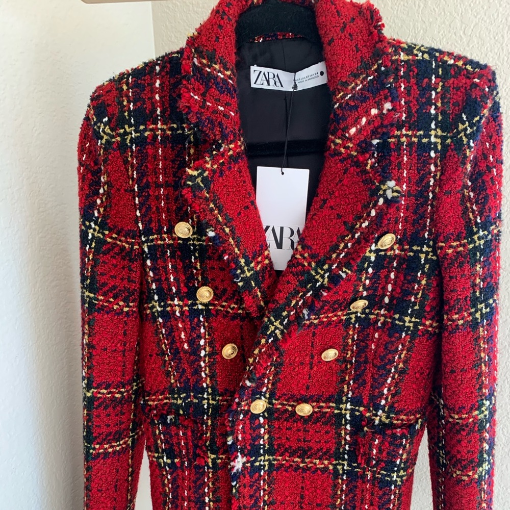 Zara red plaid blazer - NWT!